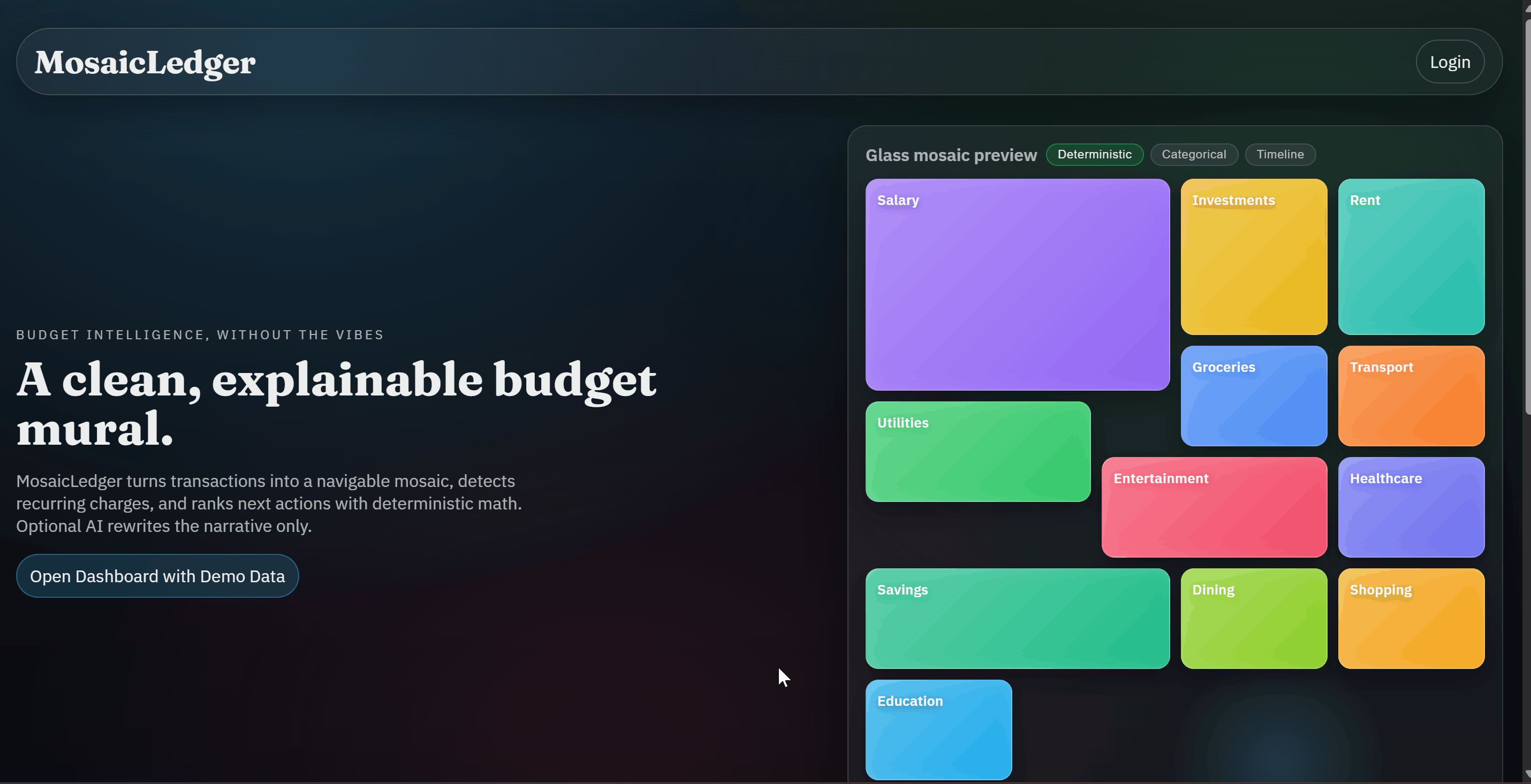 Visual Budget Planner (MosaicLedger) preview
